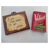 Smoking Sign & Old Tobacco Container