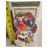 Holiday Revolving Lighthouse, Tealight Holder & Skating Children Waterglobe