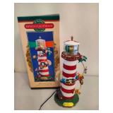 Holiday Revolving Lighthouse, Tealight Holder & Skating Children Waterglobe