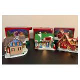 Authentic Christmas Valley Set of Three Lighted Houses