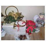 Brass Horns, Pine Cones & Holiday Decor
