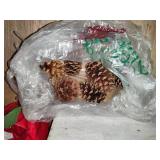 Brass Horns, Pine Cones & Holiday Decor