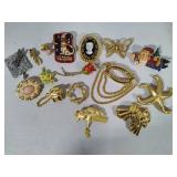 Lot of Costume Brooches - Many Stamped!