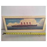 Print of The SS Mauretania, Ship in a Bottle & Bobble Pirate Ship