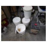 Partial Buckets of Polyethylene & Hopper