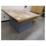 Butcher Block Shop Table w/2 Sided Locker Base 64"x54"x34"