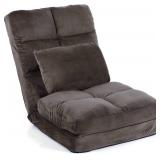 DeeLyan Floor Chair with Back Support and Pillow (Brown)