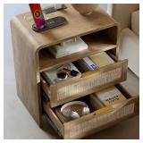 Evermagin Rattan Nightstand with Charger Stations