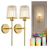 KPShine Crystal Battery Powered Wall Sconces Set of 2