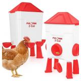 Fvlortrik 3 Gallon Chicken Waterer and Feeder Set