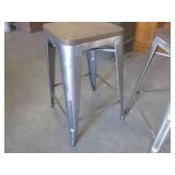 (EW4) 2 Metal Stools with Wood Seat...
