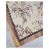 Vintage Oak Slat-Back Chair with Floral Upholstery and Nailhead Trim