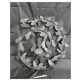 Vintage Brass Butterfly Wall Wreath - Circular Ring of Patina Butterflies