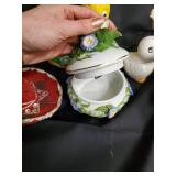 Ceramic Duck Figurines (Lot of 8) - Decorative Bird & Floral Accessories