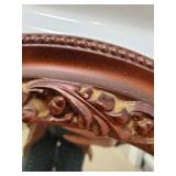 Mirror - Oval Carved Wood Frame with Beaded Edge and Floral Border
