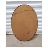Mirror - Oval Carved Wood Frame with Beaded Edge and Floral Border
