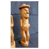 Pair of Hand-Carved Wooden Figurines - Folk Art Carvings