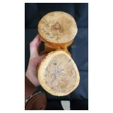 Pair of Hand-Carved Wooden Figurines - Folk Art Carvings