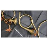 Brass Ornamental Horns Set of 3 with Tassels - Vintage Decorative Trumpet-Style Horns
