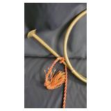 Brass Ornamental Horns Set of 3 with Tassels - Vintage Decorative Trumpet-Style Horns