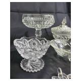 Crystal Cut Glass 6-Piece Dessert Set: Pedestal Compote, Lidded Sugar Jar, Bowls