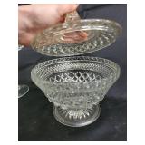 Crystal Cut Glass 6-Piece Dessert Set: Pedestal Compote, Lidded Sugar Jar, Bowls