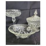 Crystal Cut Glass 6-Piece Dessert Set: Pedestal Compote, Lidded Sugar Jar, Bowls