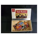 Dutch Masters Cigars Box with Vintage Patch Collection - ABC Triplicate Club, WIBC, Union Jack