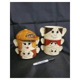 Mugs - Stacking Ceramic Face Cups With Ears - Made In Japan (Lot Of 4)