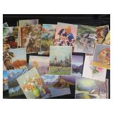 Assorted Vintage Postcards - Landscapes, Florals & People