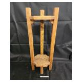 Oak Wood Plant Stand - Four-Post Frame with Octagonal Shelf