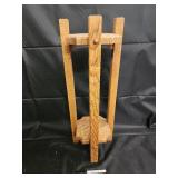 Oak Wood Plant Stand - Four-Post Frame with Octagonal Shelf
