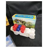 Glass Bell Dome Figurine with Lavender Gown, Antique Train Toys & Avon CD Set