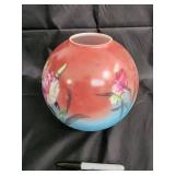 Hand-Painted Floral Glass Vases - Vintage Frosted Lamp- MCM Light fixture