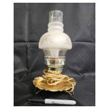 Hand-Painted Floral Glass Vases - Vintage Frosted Lamp- MCM Light fixture