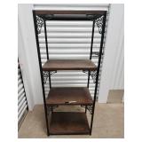 Wrought Iron Shelving Unit With Wood Shelves - 4-Tier Industrial Rack