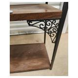 Wrought Iron Shelving Unit With Wood Shelves - 4-Tier Industrial Rack