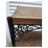 Wrought Iron Shelving Unit With Wood Shelves - 4-Tier Industrial Rack