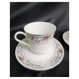 Time Porcelain China Claremont Japan Teacups & Saucers Teapot Set - Floral Borders