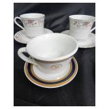 Time Porcelain China Claremont Japan Teacups & Saucers Teapot Set - Floral Borders