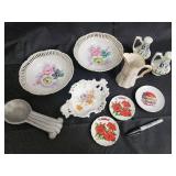Shofu China Occupied Japan Floral Plates, Hawaii Souvenir Plates, Creamers & Filigree Center Dish