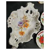 Shofu China Occupied Japan Floral Plates, Hawaii Souvenir Plates, Creamers & Filigree Center Dish