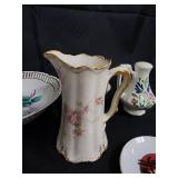 Shofu China Occupied Japan Floral Plates, Hawaii Souvenir Plates, Creamers & Filigree Center Dish