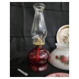 Vintage Christmas Tableware & Decor - Oil Lamp, Rose Vase, A Country Christmas Plate, Green Glass Plate, Tree Plate, Amber Plate