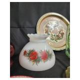 Vintage Christmas Tableware & Decor - Oil Lamp, Rose Vase, A Country Christmas Plate, Green Glass Plate, Tree Plate, Amber Plate