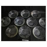 Etched Glass Dessert Bowls - Leaf Pattern Clear Glass (Multi-Size Set)
