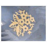 Porcelain Plate Pair: White Transferware Oval Plate with Blue Border & Blue Center Plate