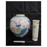 Otagiri Japan Hand-Painted Ceramic Vases (Lot of 2)