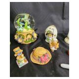 Assorted Porcelain Figurines & Ornaments - Snow Globe, Birthday Bell, Lantern, Garden Decor