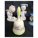 Assorted Porcelain Figurines & Ornaments - Snow Globe, Birthday Bell, Lantern, Garden Decor